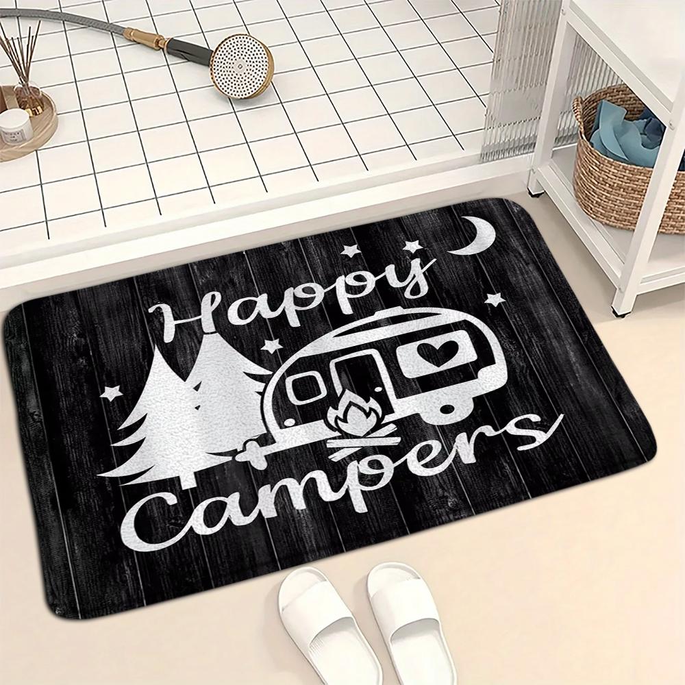 Happy Camper Fußmatte Eingangsbereich Erde Reibende Fußmatte Kristall Samt Badezimmer Saugfähige Bodenmatte Anti-Rutsch-Matte Dekorationsmatte