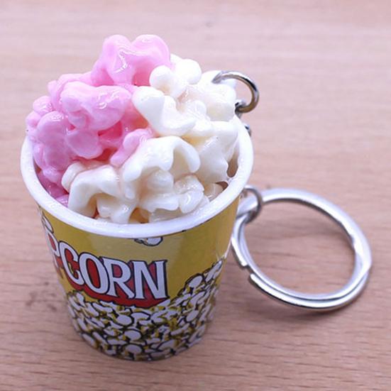 Creative Simulation Popcorn Bucket Keychain Mini Snack Cup Key Ring Pendant Gift