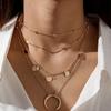 Boho Star Moon Heart Snake Sequin Pendant Necklace Ladies Multilayer Gold Metal Clavicle Necklaces Girls Jewelry