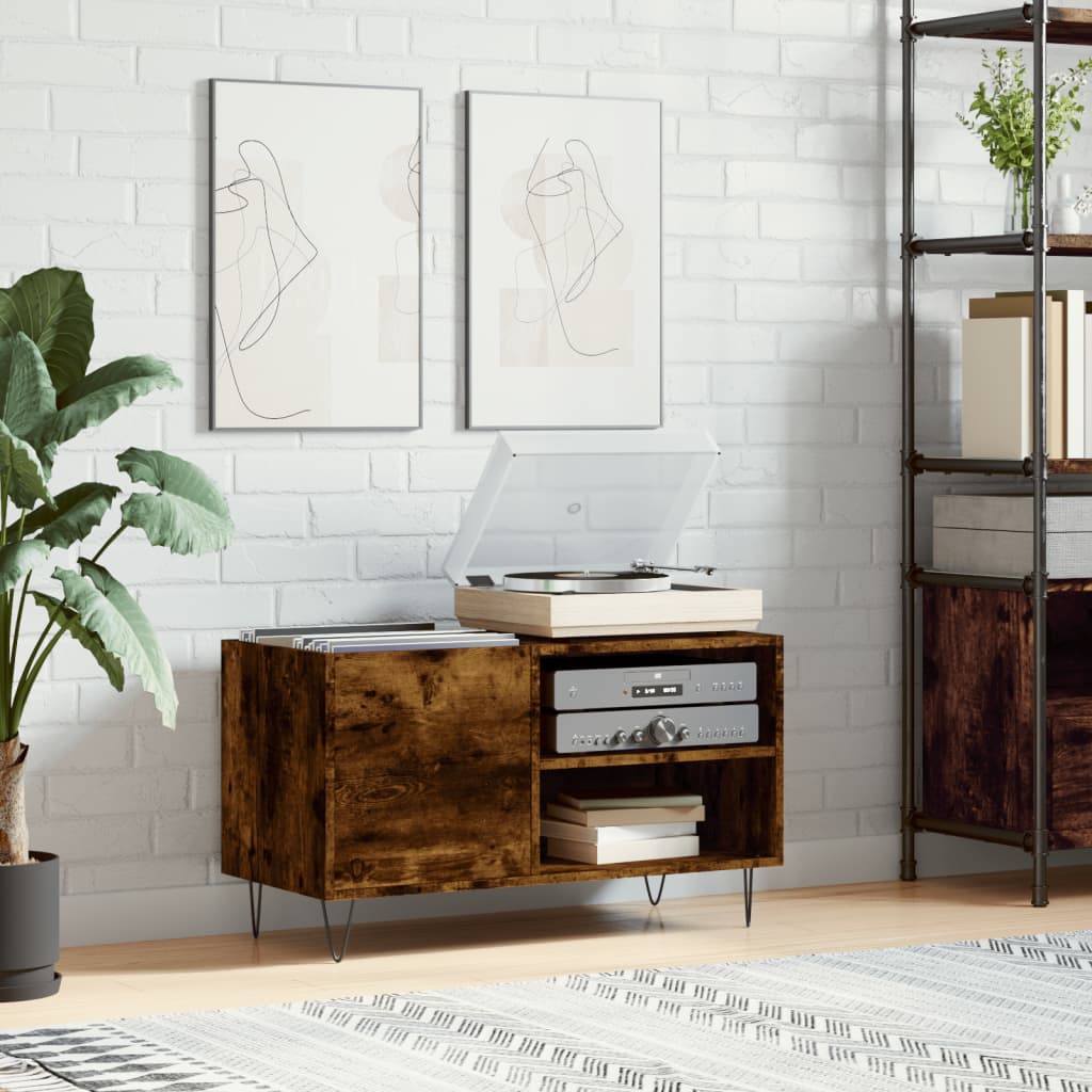 Record Cabinet Smoked Oak 85 x 38 x 48 cm Wood Based Panel