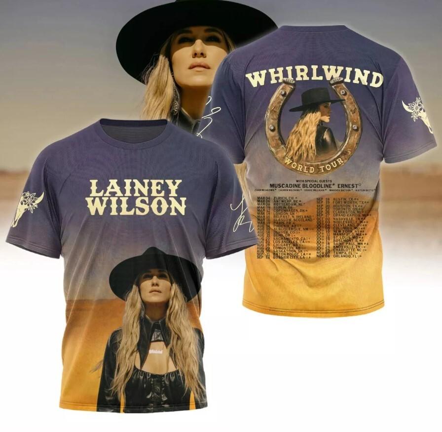 Lainey Wilson Whirlwind World Tour Maglietta Speciale T-Shirt Unisex