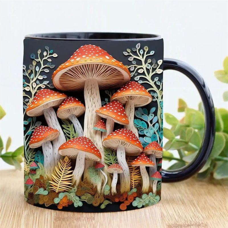 AEE4-3D Magic Mushrooms Mug Creative 3D Fun Space Design Mugs Offices Multi-Purpose Drink Cup For Home Office Dorm