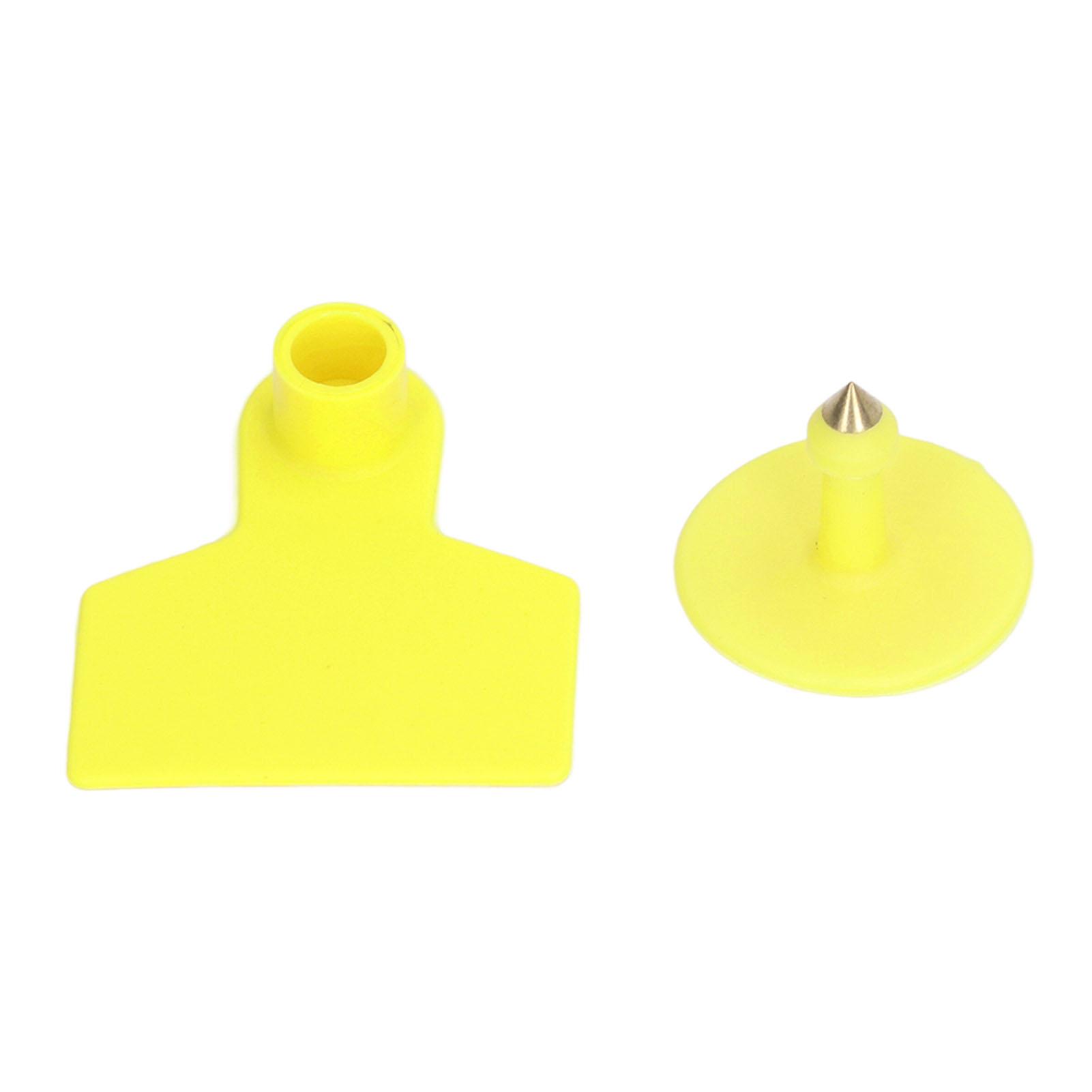

100 Sets Livestock Ear Tags Yellow Strong Plastic Easy to Use Blank Cattle Ear Tags for Cow Sheep Pig Farm