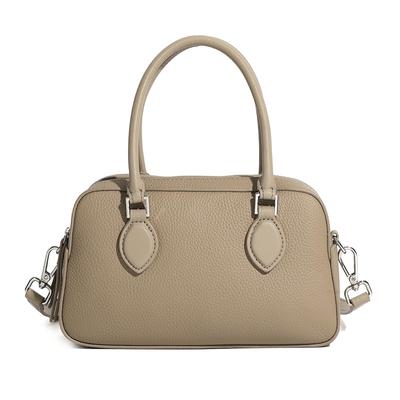 MFFOR Bolsa de Ombro de Couro Genuíno e Elegante para Mulheres, 2 Vias, Compacta, Leve, Casual, Bonita, Simples, (Bege Cinza)