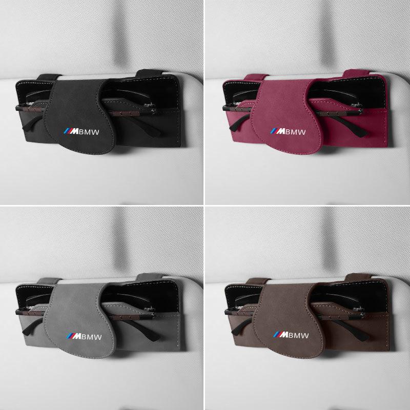 Suede Car Glasses Sun Visor Box Auto Sunglasses For BMW M X5 X6 F30 F34 F10 F20 G20 G30 G01 G02 G05 F15 F16 Series Car Accessory