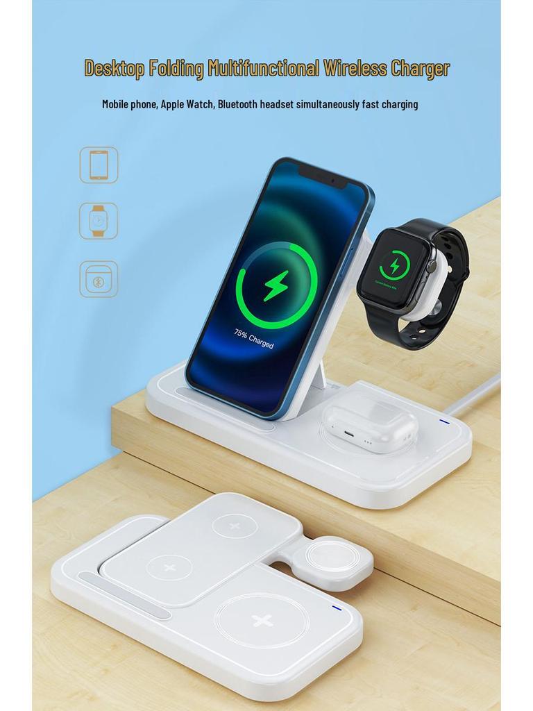 4-in-1 Foldable Wireless Charging Stand for iPhone, AirPods, and Apple Watch