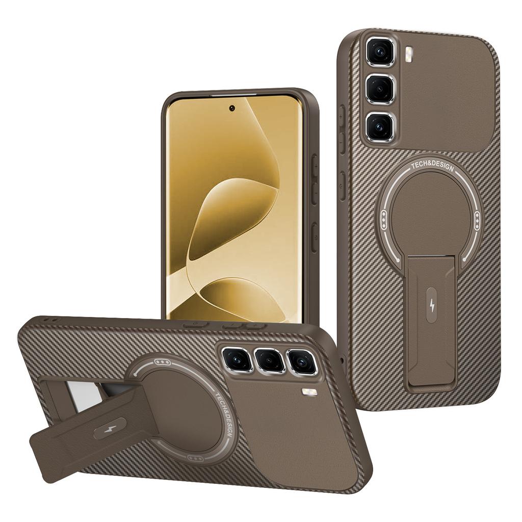 For Infinix Hot 50 Pro+ 4G Case Carbon Fiber Texture PC+TPU Phone Cover with Kickstand