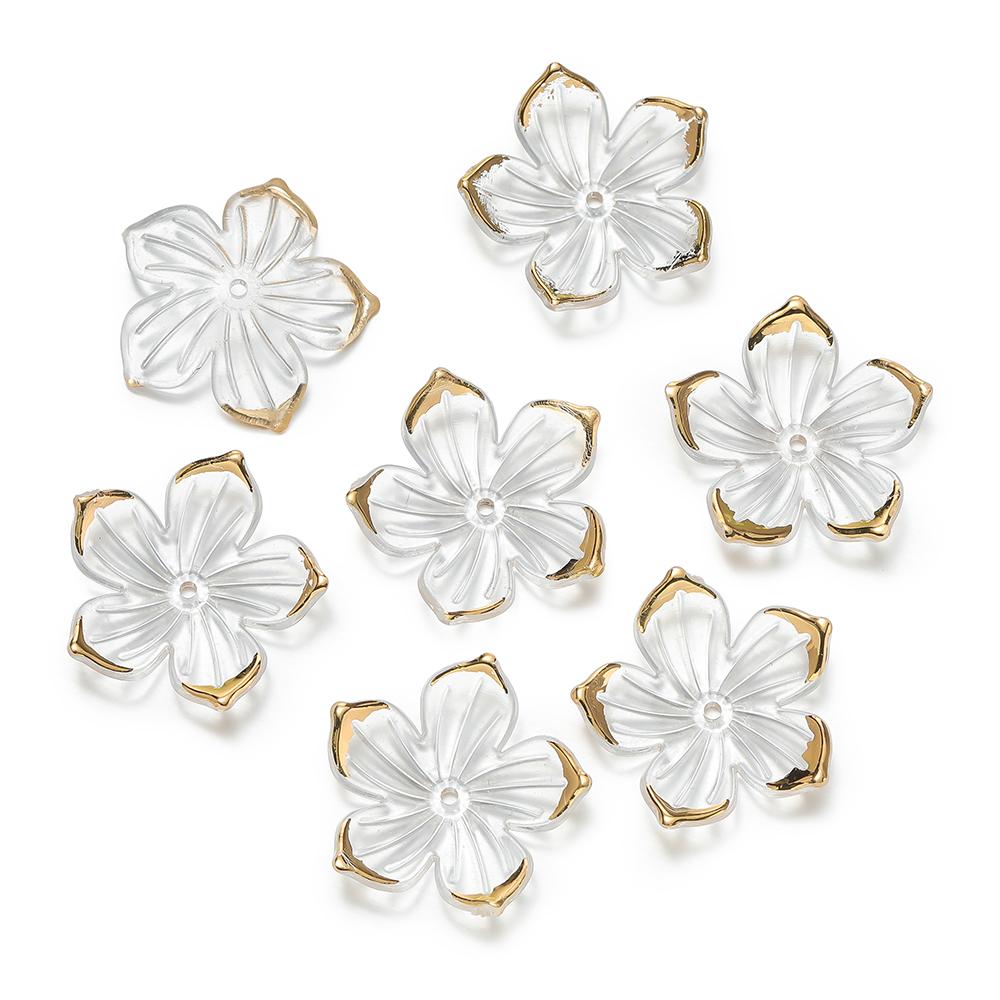 50pcs/Lot 23x24mm Acrylic Flower Beads Petals Charm Connectors DIY Earrings Hair Jewelry Making Acessories Supplies
