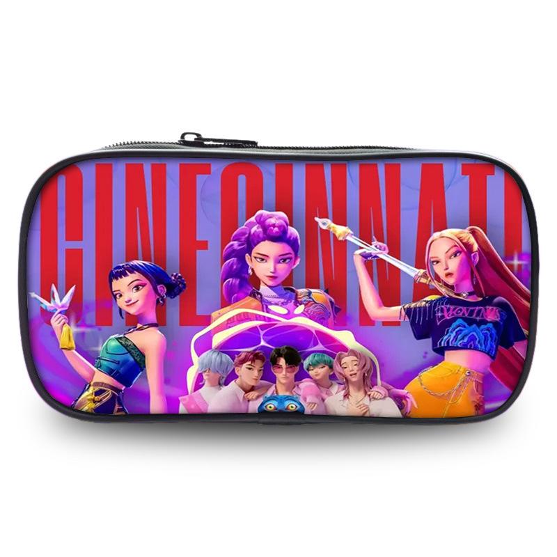 Kpop Demon Hunter Pencil Case Primary and Secondary School Pencil Case Girls Large Capacity Kindergarten Three-layer Zipper Lightweight Stationery Box