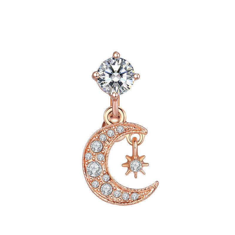 Upside Down Peach Heart Teardrop Zircon Belly Button Ring, 316 Stainless Steel Navel Jewelry