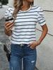 Summer 2026 New Arrivals: Simple Style Puff Sleeve Striped Women's T-shirt