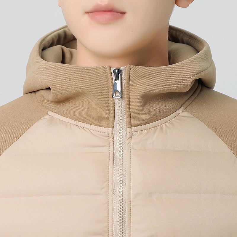 Men's new down jacket men's light and thin hooded autumn and winter knitted splicing fashion versatile trend casual jacket men