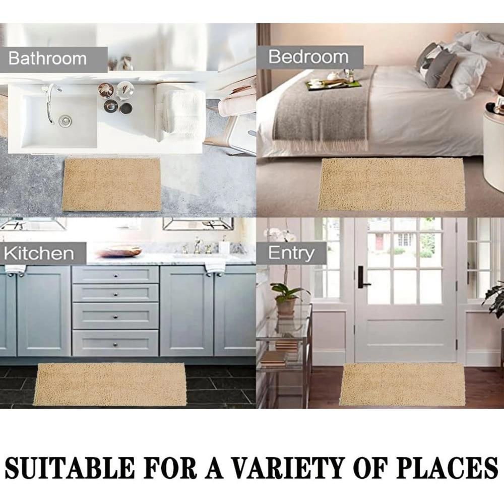1 Stück 40*60cm Kamelfarben Weicher und Saugfähiger Chenille Badteppich Rutschfest Schnelltrocknend Duschteppich für Zuhause Badezimmerteppich Badematten