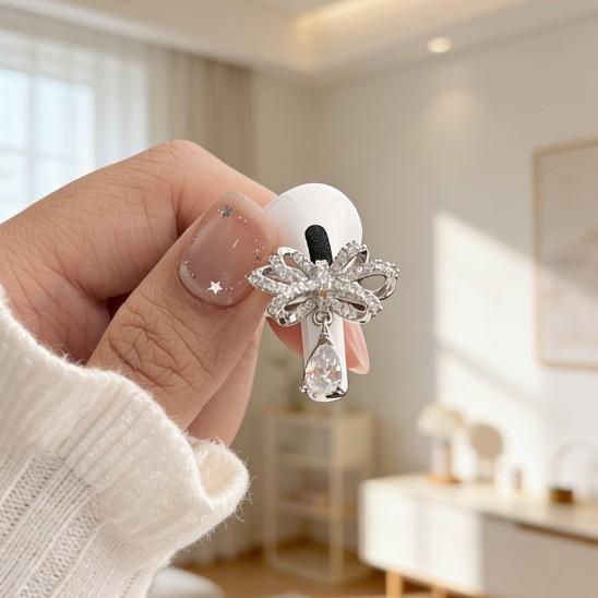 Full diamond bow zircon pendant earphone buckle fashionable and sweet daily bluetooth headset ins