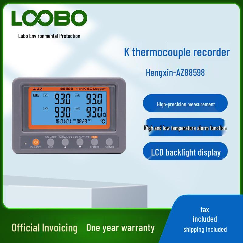 Hengxin AZ88598K High-Precision 4-Channel K-Type Thermocouple Temperature Recorder