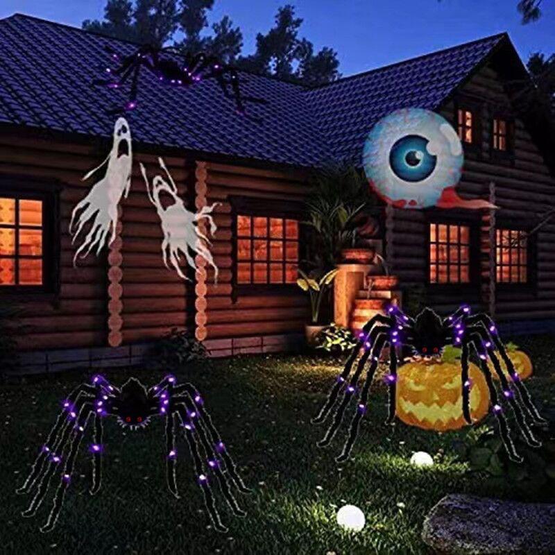 New Halloween Luminous Big Spider Simulation Props Ornaments Decorative Toys Outdoor Garden Layout Scene Supplies