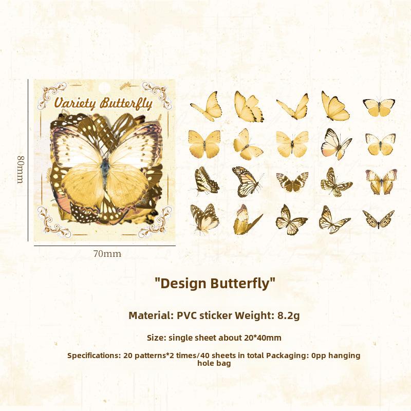 

Симпатичные водонепроницаемые корейские наклейки из ПВХ для детских тетрадей серии «Бабочки»