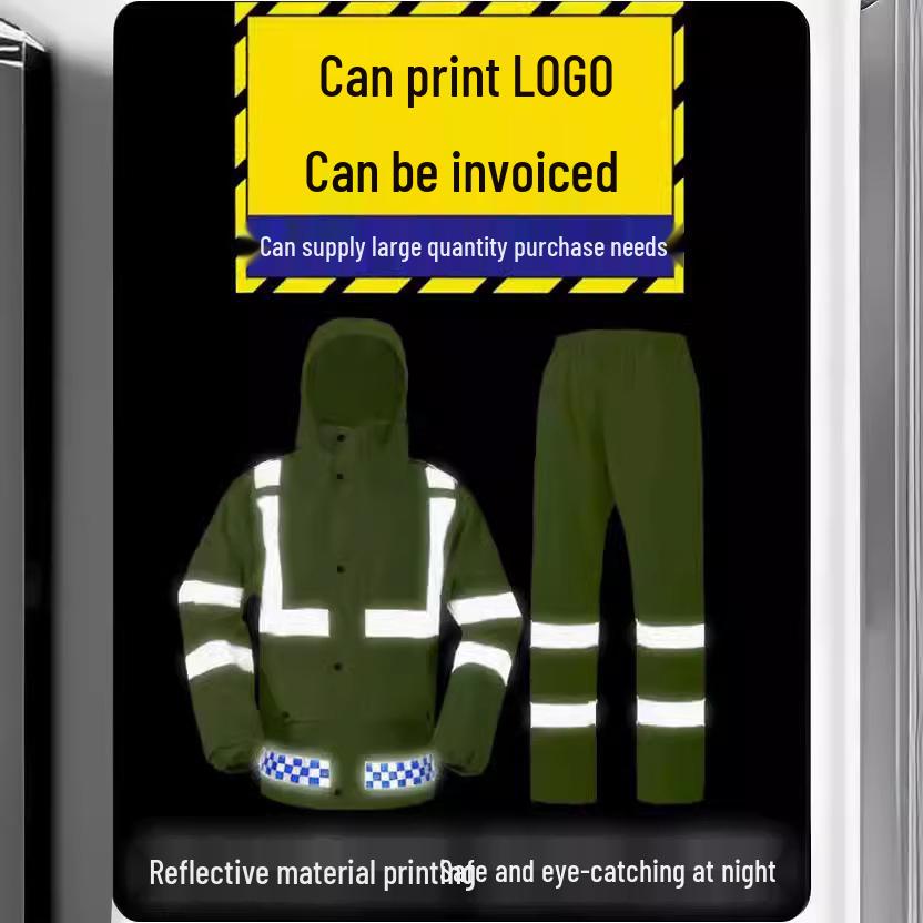 Reflective Rain Jacket & Pants Set for Outdoor Traffic and Sanitation