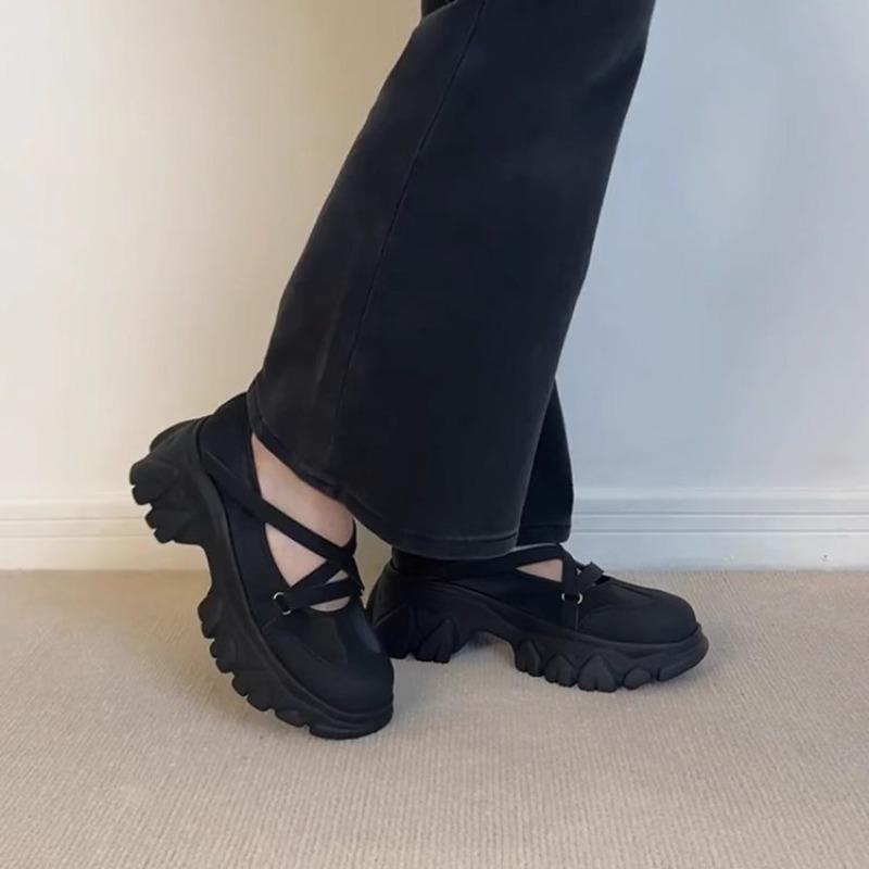 Retro Dicksohlige, Höhenvergrößernde, Rundzehen-Einzelschuhe, Vielseitige Weichlederschuhe