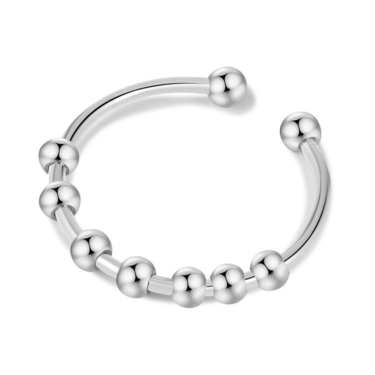 Stainless Steel Adjustable Spiral Bead Fidget Ring