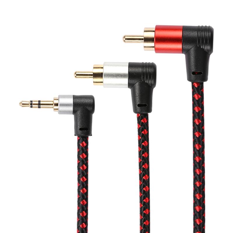 

Плетеный 90-градусный разъем 3,5 мм для кабеля 2RCA Audio io, экранированный для динамиков, усилителя-микшера