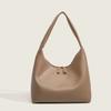 2026 Summer Korean Retro Tote Bag for Women - Milk Tea Color, Large Capacity Soft Leather Shoulder & Underarm Commuter Purse