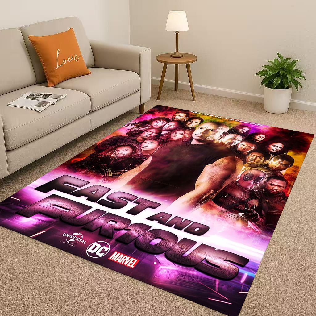 3D Fast F-Furious Vin Diesel Racing Car Living Room Non-Slip Area Rug Carpet for Bedroom Playroom Sofa,Easy Clean Home Doormat