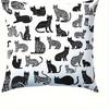 Home Decor Black And White Cat Pattern Pillow Covers Pattern Cushion Cover Suitable For Sofa Bedroom Car Pillow Cover