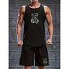 Polyester Herren Ärmelloses Tanktop und Shorts Set Atmungsaktiv Elastischer Bund Bequeme Passform Lässiges Strand Outdoor Outfit