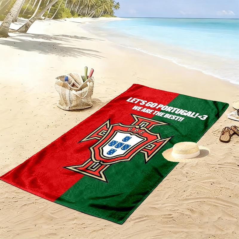 Portugal Football Print Beach Towel, Large Soft Quick Dry Towel for Beach Camping Swimming