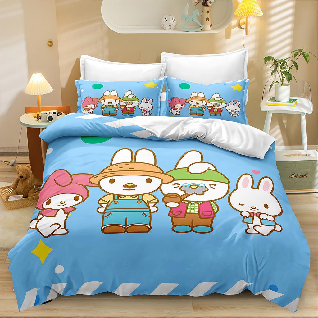 My Melody Bedding Sets Comforter Quilt Bed Cover Duvet Cover Pillow Case 2-3 Pieces Sets Kids Adult Size Cartoon Decoration