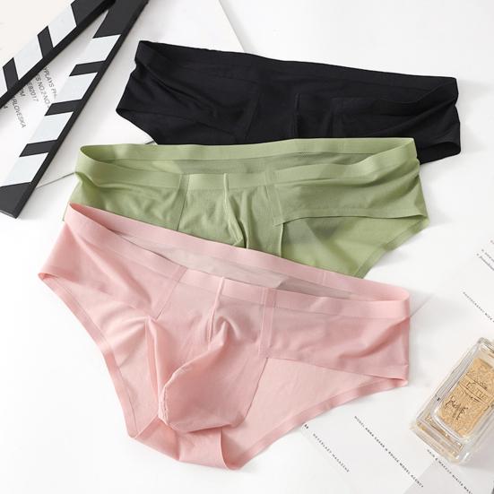 Men Sexy Briefs Low-rise U-Convex Solid Color Panties Smooth Lines Seamless Breathable Thong