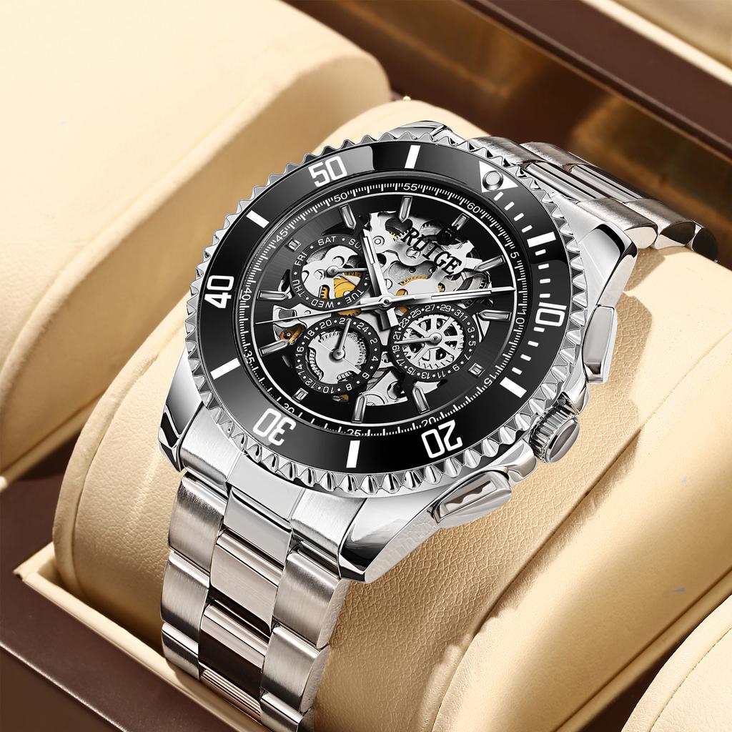 Men's Watch Fully Automatic Mechanical Watch Hollow Fashion Waterproof Student Male Watch Water Ghost Series Tourbillon Clock