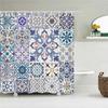 Bohemian 3D Shower Curtain, Indian Mandala Flower Green Blue Chic Color Modern Pattern Bathroom Fabric Home Decor Shower Curtain