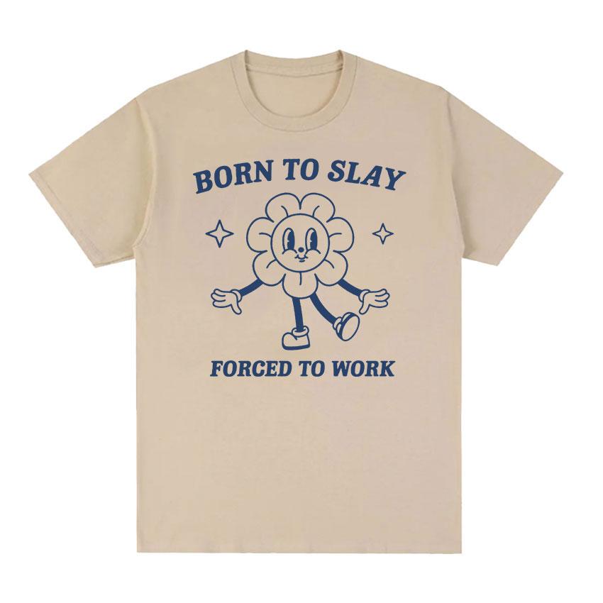 

Футболка Born To Slay с героями мультфильмов, забавная футболка с мемами, мужская и женская милая модная футболка высокого качества, летняя повседневная футболка большого размера из 100% хлопка