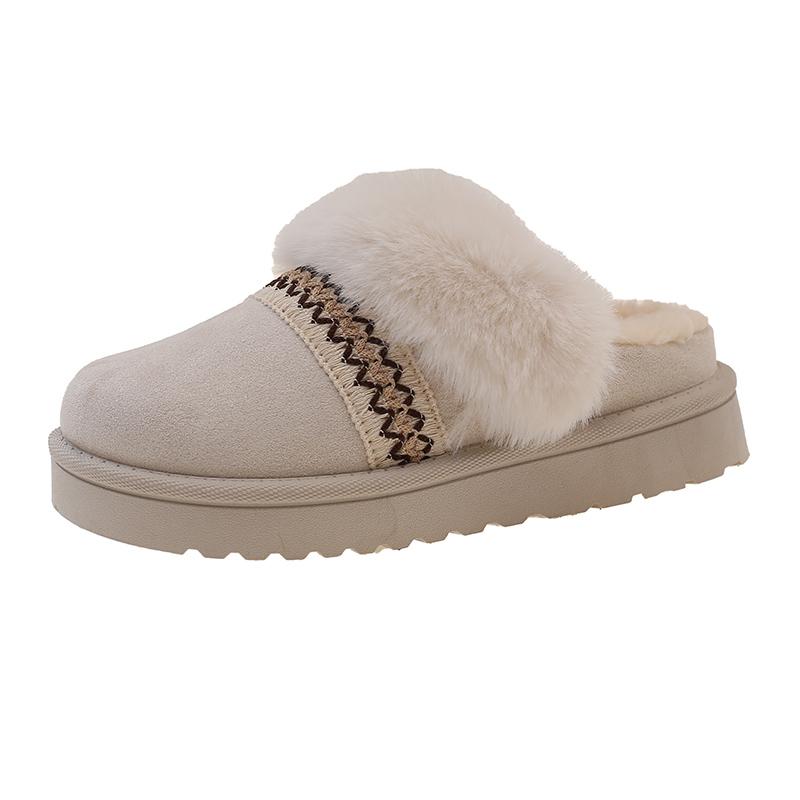 Fashion Baotou Cotton Mopping Winter New Round Head Deep Mouth Soft Bottom Anti-slip Wear-resistant Flat Bottom Half Mopping