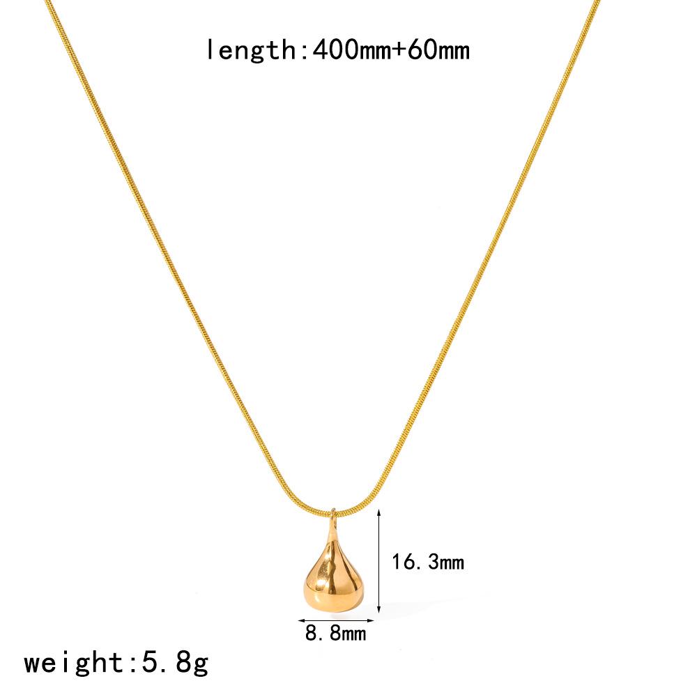 European Water Drop Pendant Necklace - Stainless Steel Clavicle Chain, Fade-Resistant Design