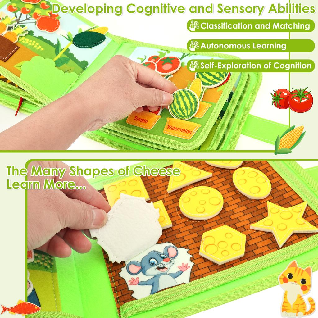 Montessori Busy Book for Toddler 1 to 3 Montessori Toy for 1 to 2 Year Old Boy Girl Birthday Present Educational Learning Book
