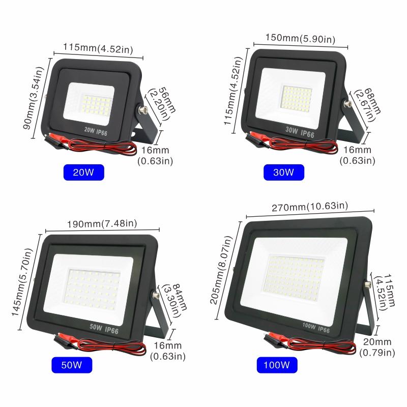 20W 30W 50W 100W DC12V 12 Volt Portable Led Lights Led Flood Light  Outdoor Floodlight Spotlight IP66 Waterproof Light Reflector