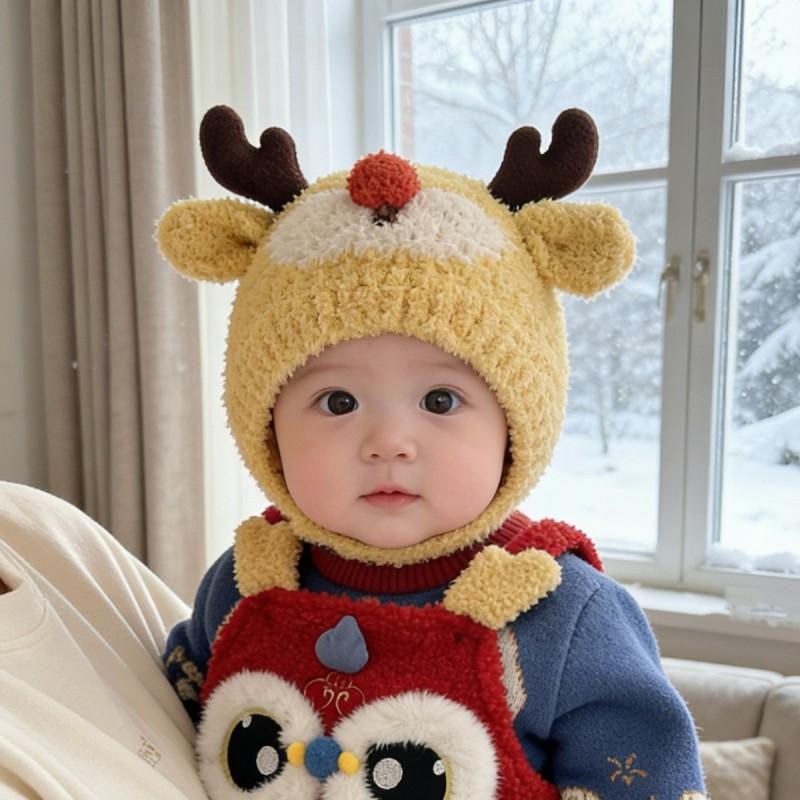 Knitted Baby Beanie Hat Toddlers Warm Ear Protection Winter Cap Unisex Infant