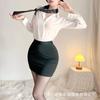 Large Size Secretary Sexy Hip Wrap Uniform Royal Sister Sex Underwear Business Wear Cosplay Slim Fit White Shirt Woman