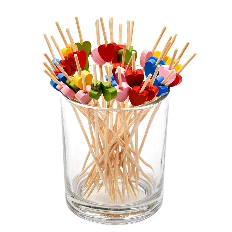 100PCS  Fruit Stick Bamboo Pick Buffet Cupcake Fruit Fork Party Dessert Salad Stick Cocktail Skewer For Wedding Decor