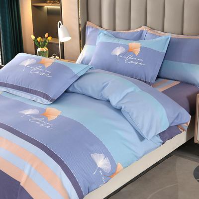 Thickened Pure Cotton Abraded 4Pcs Set, Bed Sheet Quilt Cover, Bedding, Cotton Four-Season 3Pcs Set