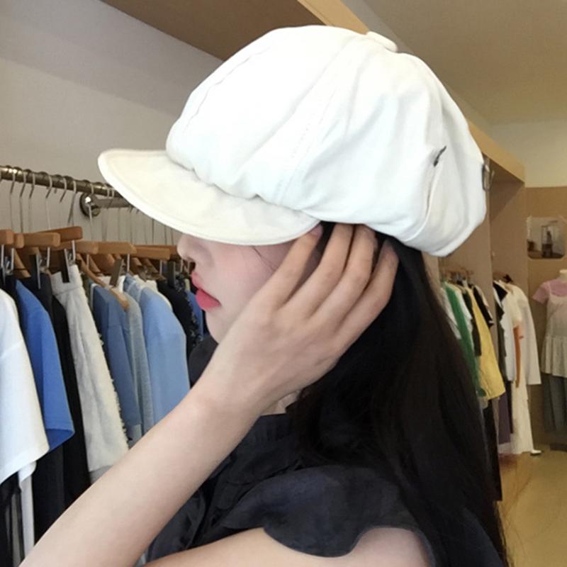 Double-Button Decorative Baseball Cap Cotton Hemp Octagon Windproof Newspaper Hat Adjustable Beret Fall And Winter Sun Hat