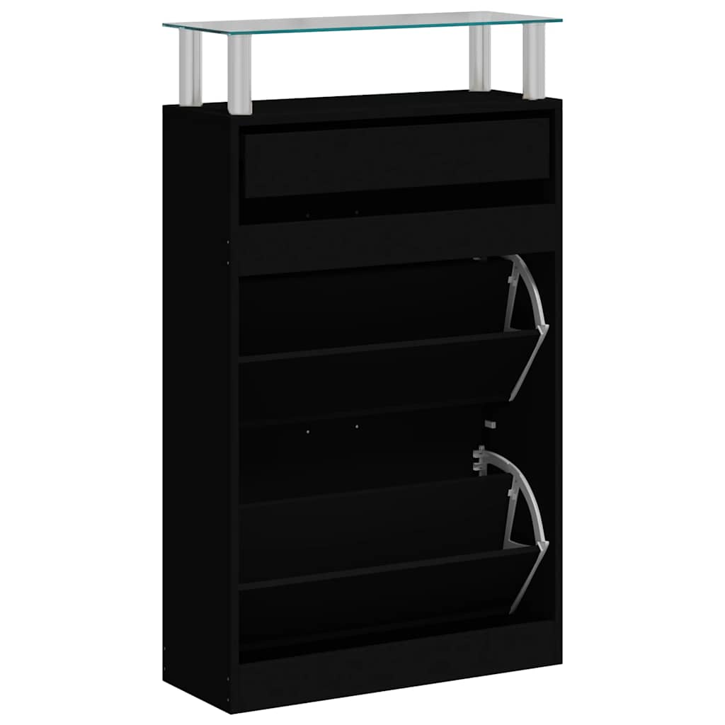 Vidaxl Szafka Na Buty, Czarna, 63X24X104 Cm, Materiał Drewnopochodny