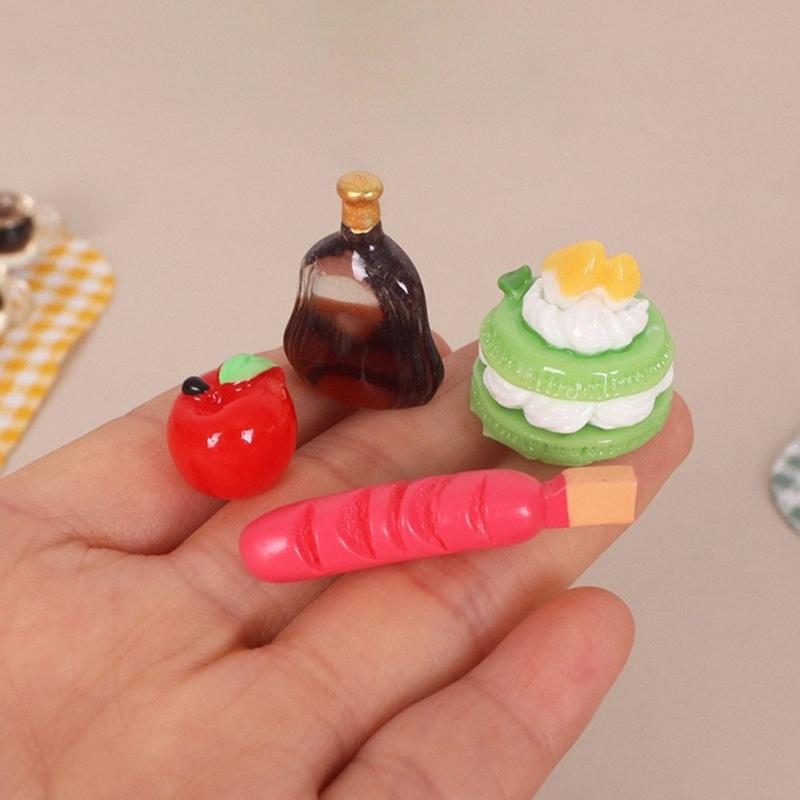 1:12 Scale Miniature Outdoor Picnics Meal Food Model Figurine Set For Doll House With Realistic Food Models And Utensils