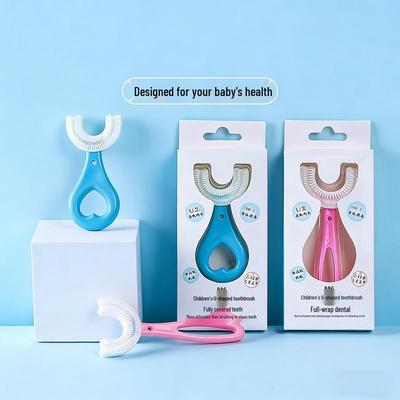 U-Shaped Silicone Toothbrush Set for Infants and Toddlers (0-12 Years) with Soft Bristles