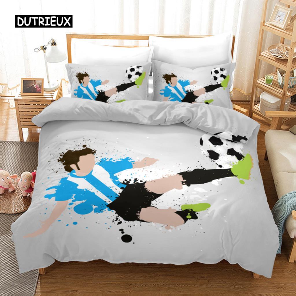 Zestaw poszewek na kołdrę Piłka nożna Piłka nożna Bramka Miękka pościel Poliester Sport Konkurencyjny motyw 2/3 szt. Pełny Queen King Size Poszewka na kołdrę