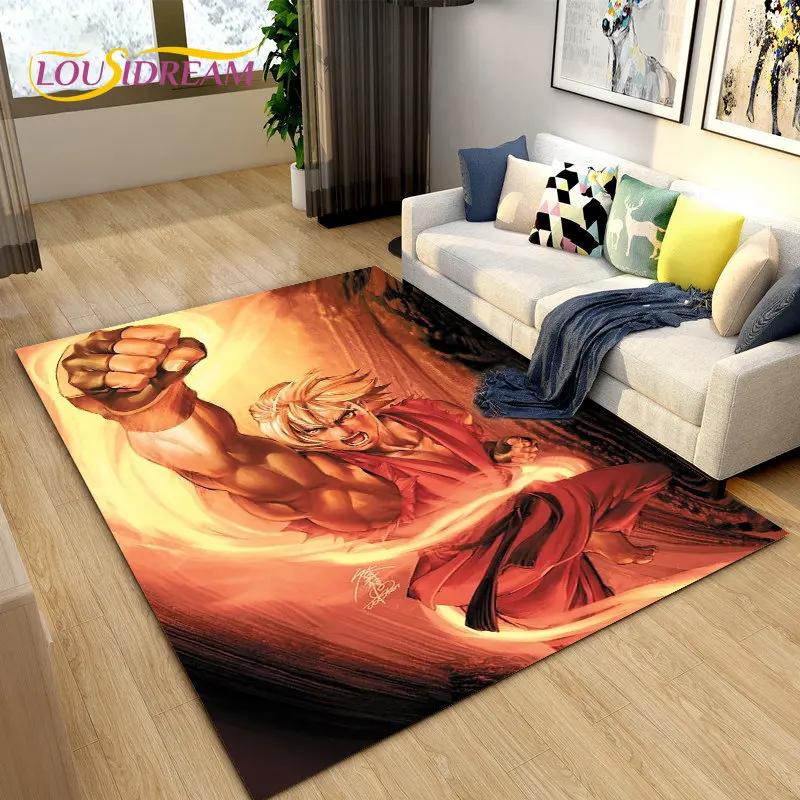 Street Fighter Retro Game Gamer Area Rug,Carpet Rug for Living Room Bedroom Sofa Doormat Decoration, Kid Play Non-slip Floor Mat