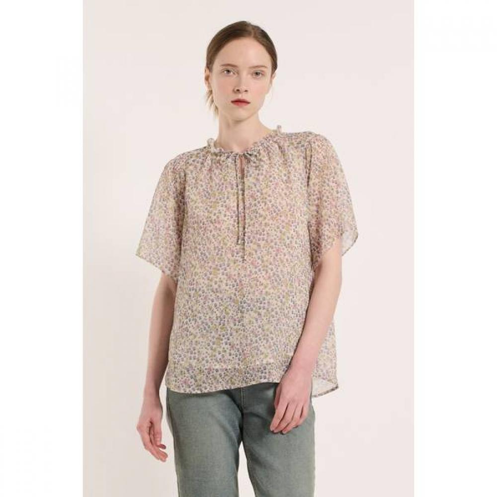 

Bcbg Floral Shirring Blouse B5m5b493 Navy (55)/55